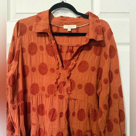 Umgee Frayed Detail Polka Dot Maxi Dress- XL - Picture 4 of 7